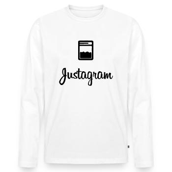 Justagram Weed Baggy - Men's Premium Organic Long Sleeve Shirt - white - Front - Nico (187cm)