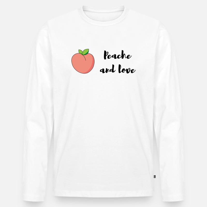 Pfirsich und Liebe - Männer Premium Bio Langarmshirt - Weiß