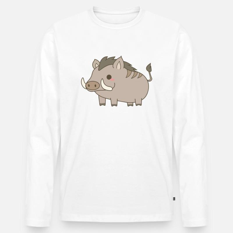 Wildschwein - Männer Premium Bio Langarmshirt - Weiß