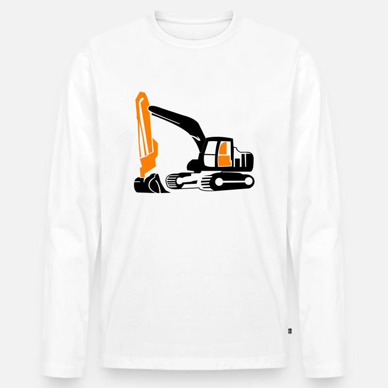 Bagger - Männer Premium Bio Langarmshirt - Weiß