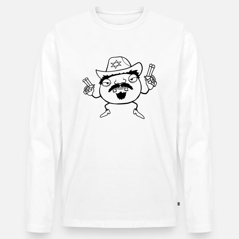 Sherif Cowboy bewaffnet - Männer Premium Bio Langarmshirt - Weiß