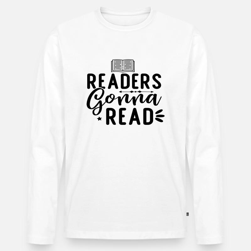 Readers Gonna Read - Männer Premium Bio Langarmshirt - Weiß