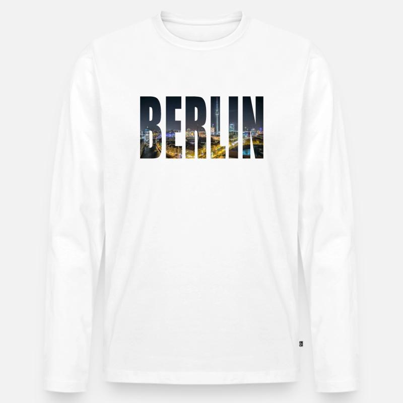 berlin skyline - Männer Premium Bio Langarmshirt - Weiß