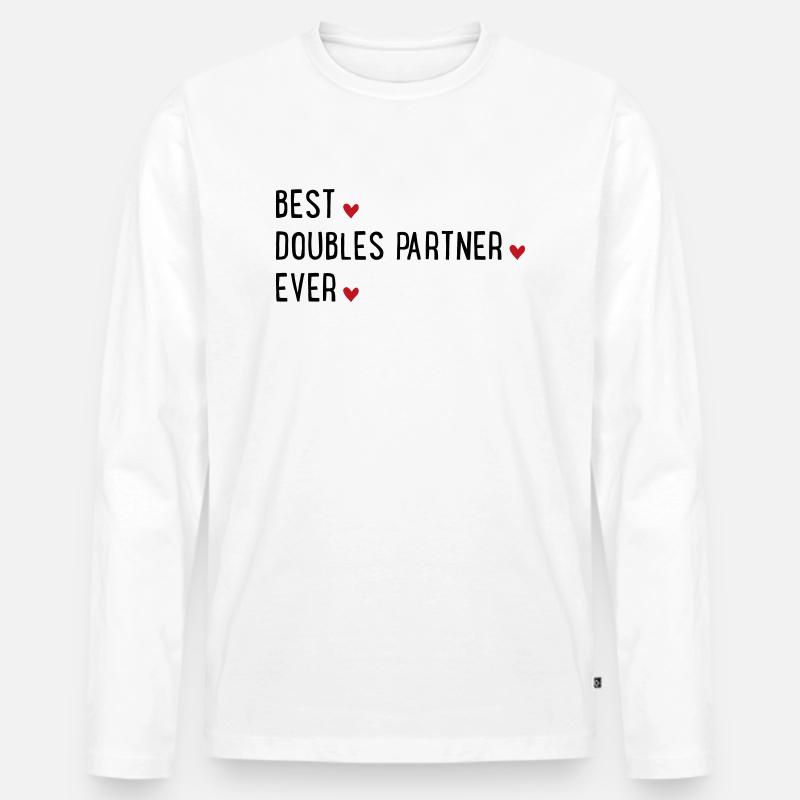 Doppel Partner - Männer Premium Bio Langarmshirt - Weiß