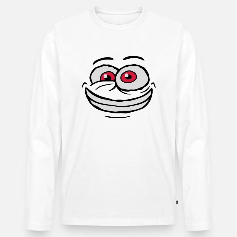 Verrücktes Comic Gesicht Design - Männer Premium Bio Langarmshirt - Weiß