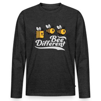 bee different Spruch Zitat - Männer Premium Bio Langarmshirt - Anthrazit meliert - Vorne - Nico (187cm)