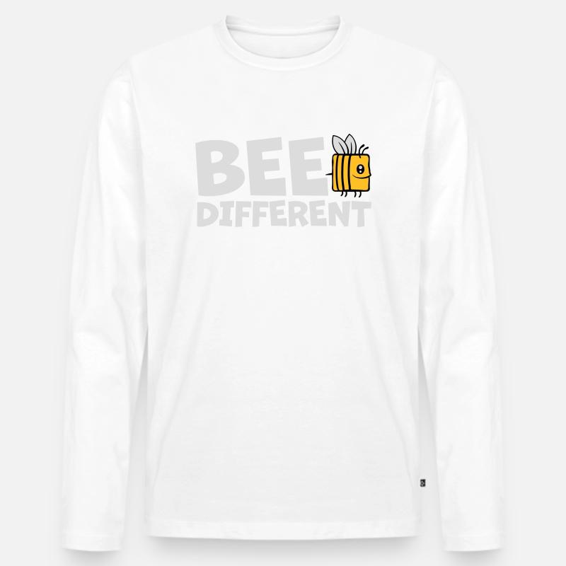 bee different Spruch Zitat - Männer Premium Bio Langarmshirt - Weiß