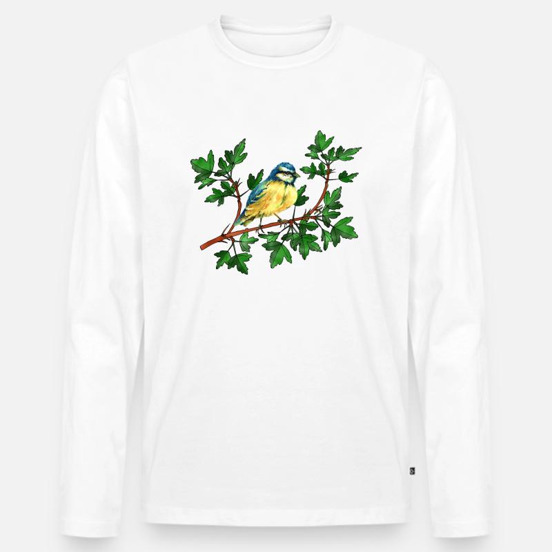 Bunter Vogel - Männer Premium Bio Langarmshirt - Weiß