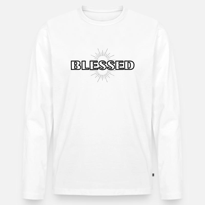 gesegnet - Männer Premium Bio Langarmshirt - Weiß