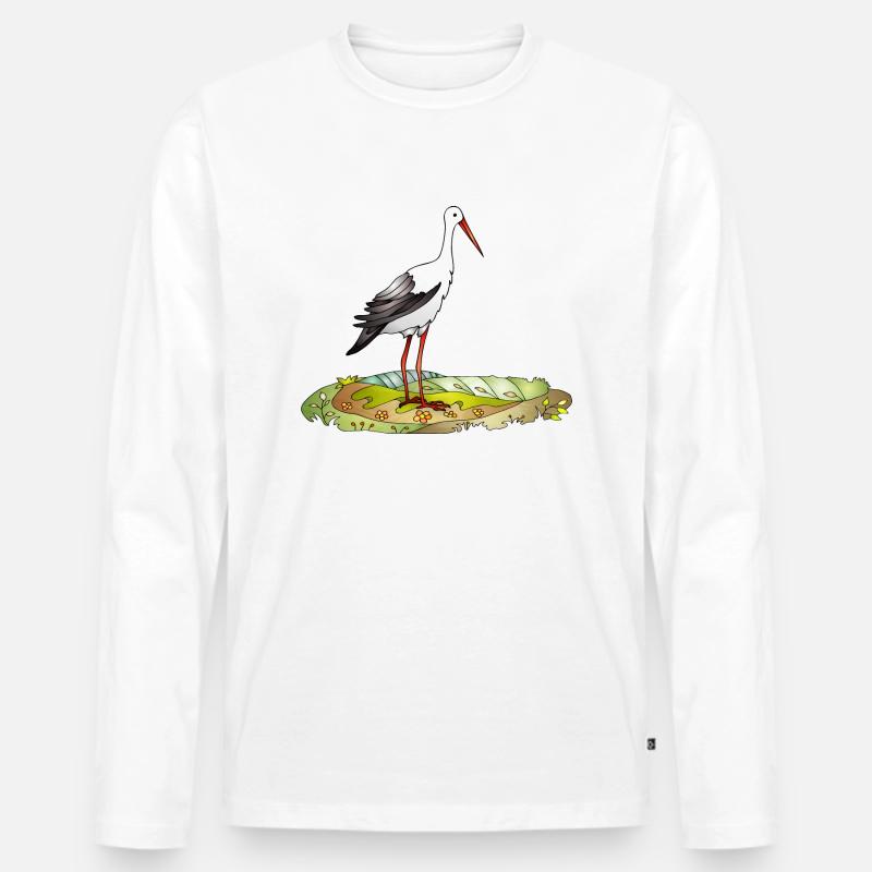 Storchenvogel - Männer Premium Bio Langarmshirt - Weiß