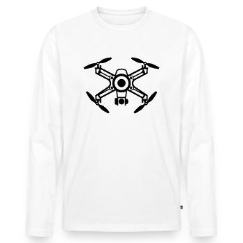 drone - T-shirt manches longues Premium bio Homme - blanc - Devant - Nico (187cm)