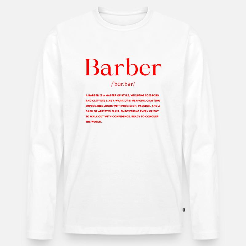 Barber Definition - Männer Premium Bio Langarmshirt - Weiß