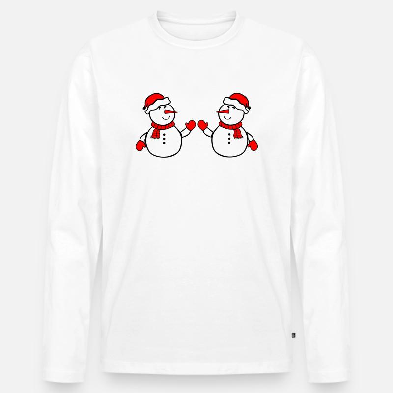 schneemann 2 - Männer Premium Bio Langarmshirt - Weiß