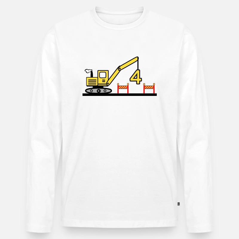 Bagger - Männer Premium Bio Langarmshirt - Weiß