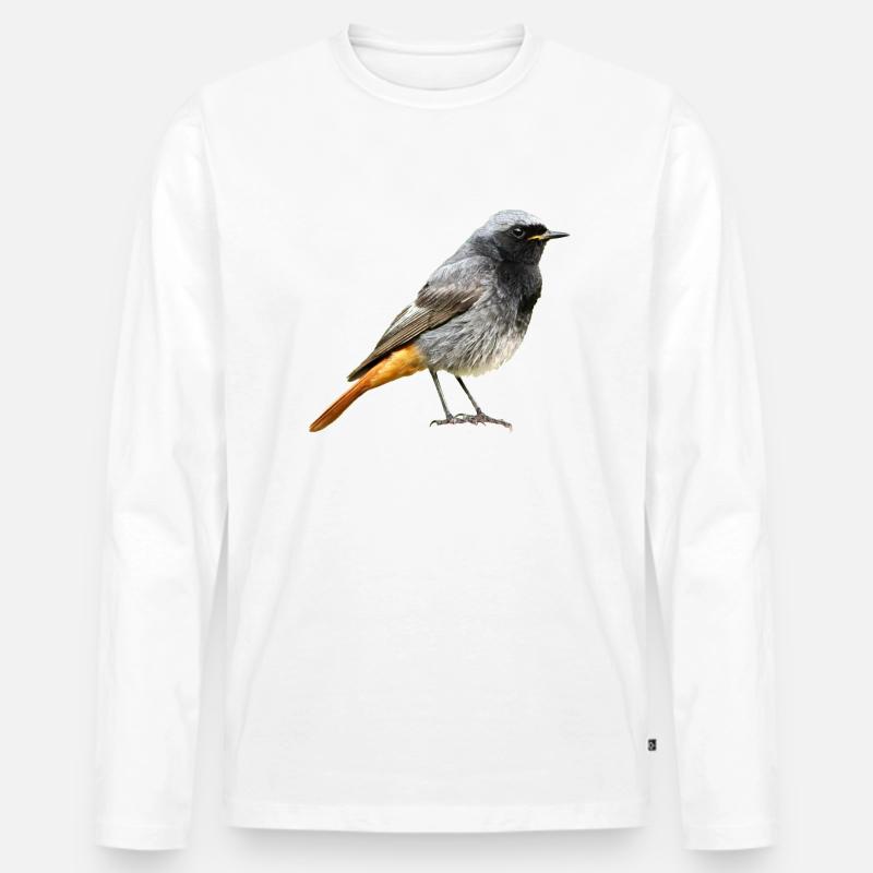 Rotschwanz Robin - Männer Premium Bio Langarmshirt - Weiß