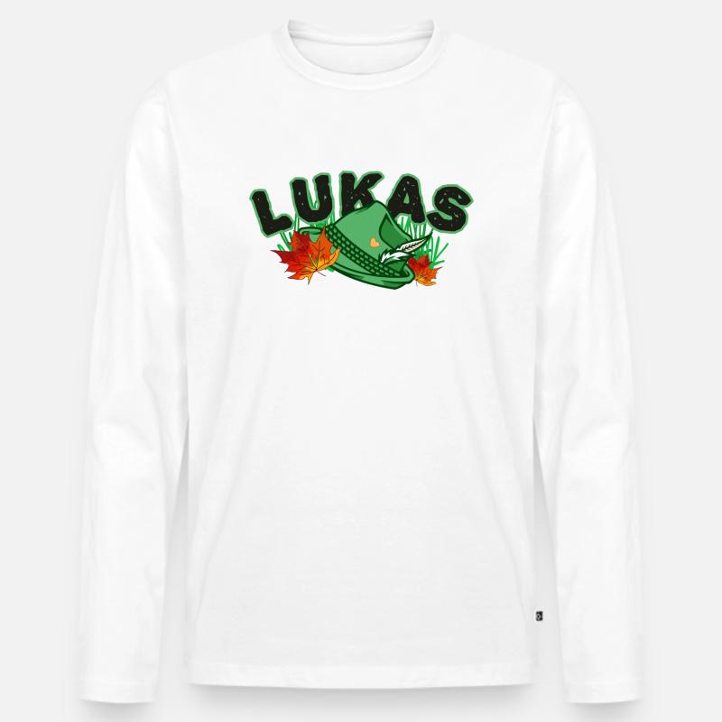 Lukas herbstlich - Männer Premium Bio Langarmshirt - Weiß