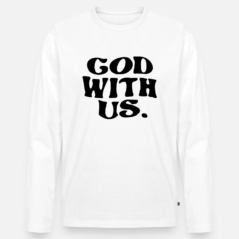 Gott sei mit uns - Männer Premium Bio Langarmshirt - Weiß
