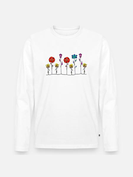 Blumen - Männer Premium Bio Langarmshirt - Weiß