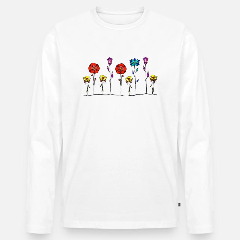 Blumen - Männer Premium Bio Langarmshirt - Weiß