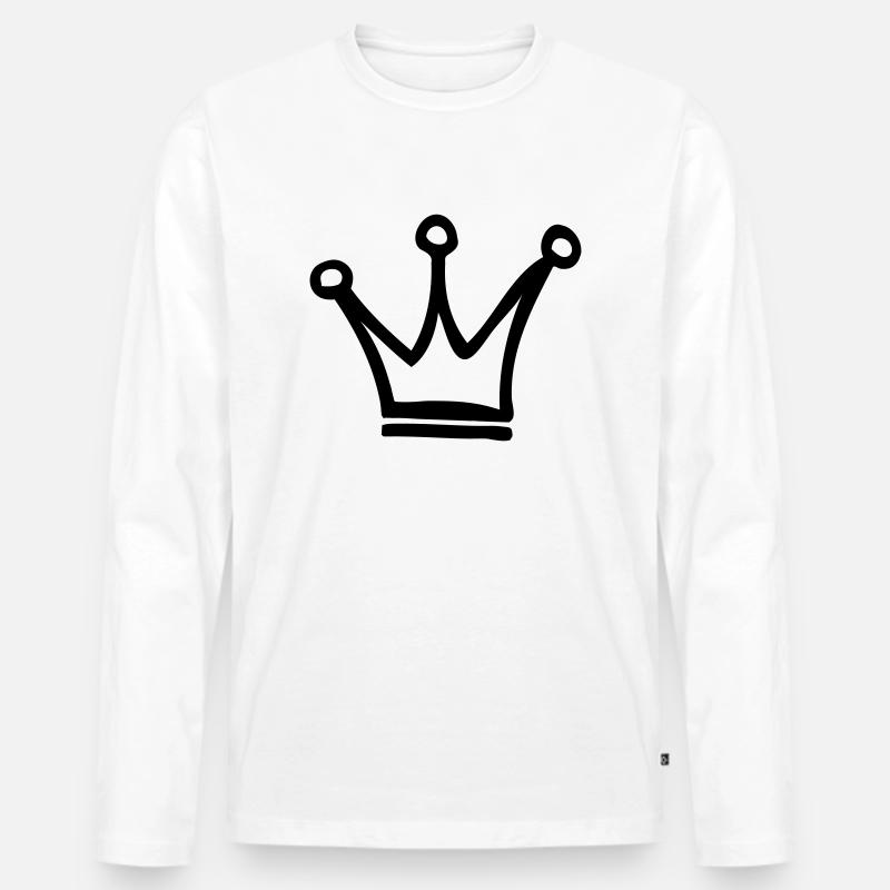 krone - Männer Premium Bio Langarmshirt - Weiß