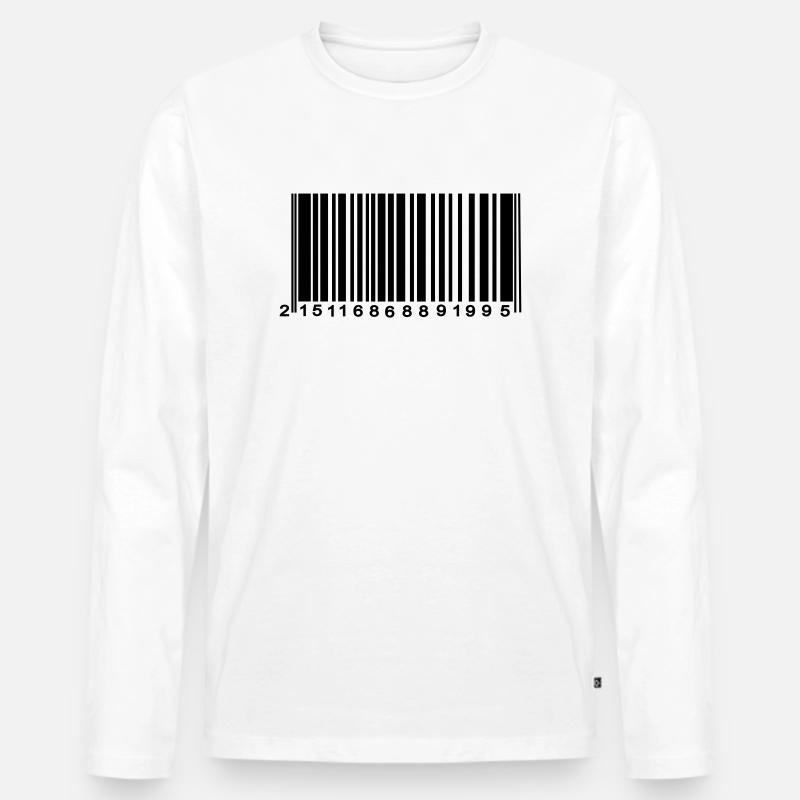 Barcode verschlüsselt - Männer Premium Bio Langarmshirt - Weiß