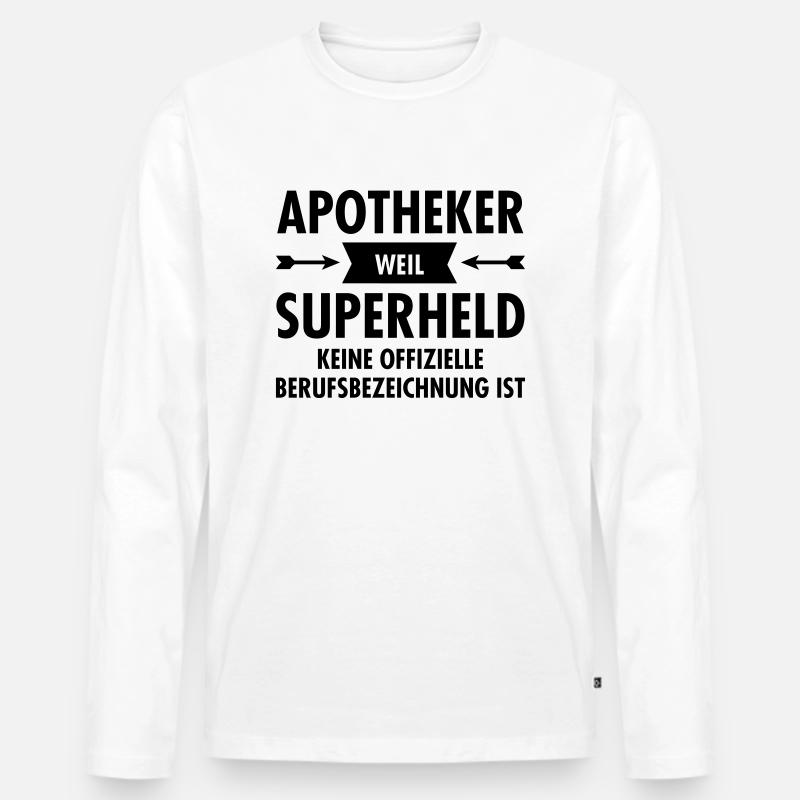 Apotheker - Superheld - Männer Premium Bio Langarmshirt - Weiß