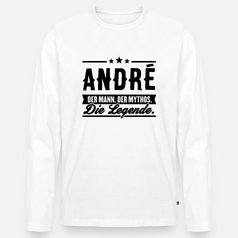 Mann Mythos Legende André - Männer Premium Bio Langarmshirt - Weiß
