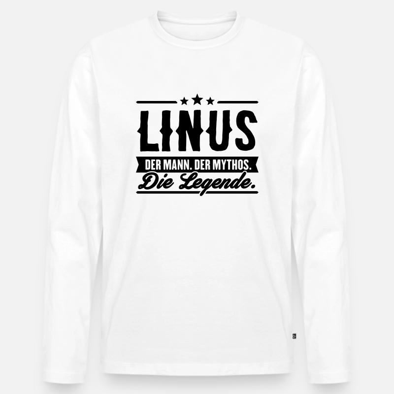 Mann Mythos Legende Linus - Männer Premium Bio Langarmshirt - Weiß