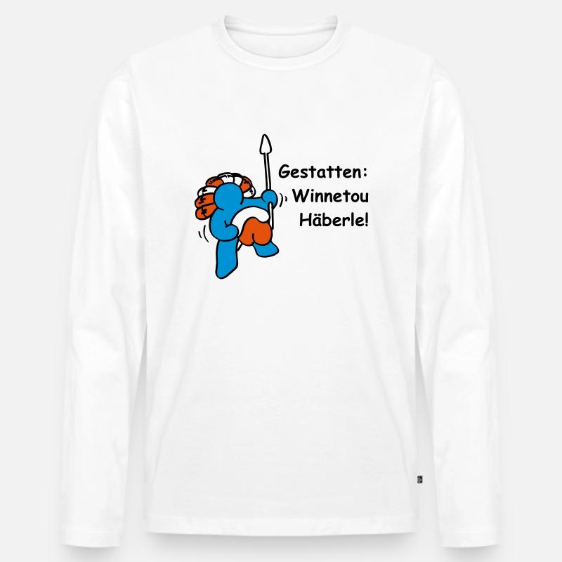 Winnetou Häberle - Männer Premium Bio Langarmshirt - Weiß