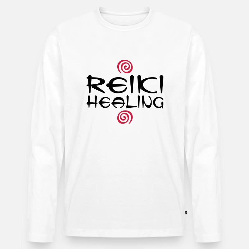 REIKI HEALING - Männer Premium Bio Langarmshirt - Weiß