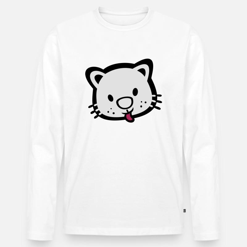 süßes Kätzchen Katze - Männer Premium Bio Langarmshirt - Weiß