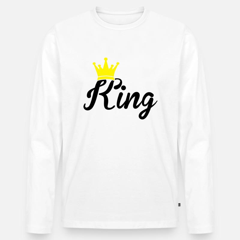 king - Männer Premium Bio Langarmshirt - Weiß