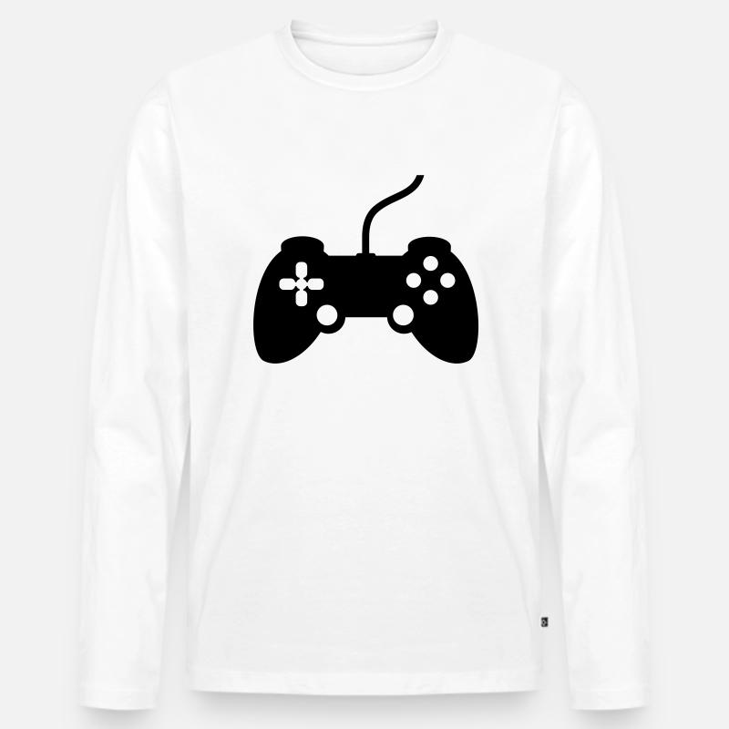 gamer_controller__f1 - Männer Premium Bio Langarmshirt - Weiß