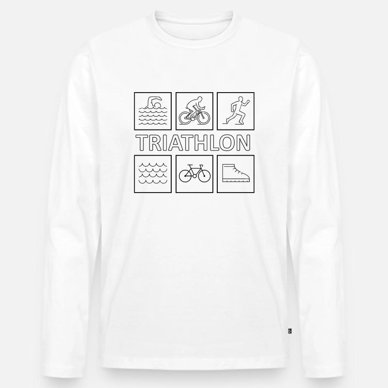 Triathlon - Männer Premium Bio Langarmshirt - Weiß