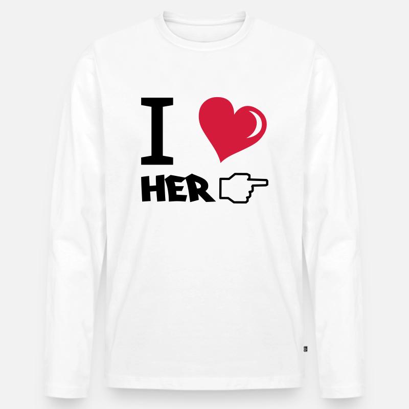 i_love_her - Männer Premium Bio Langarmshirt - Weiß