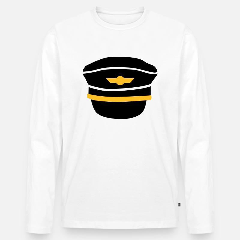 Pilot - Männer Premium Bio Langarmshirt - Weiß