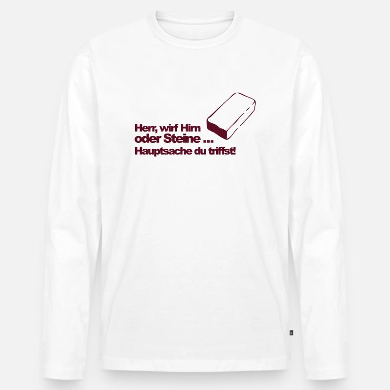 Hirn oder Steine (md) - Männer Premium Bio Langarmshirt - Weiß