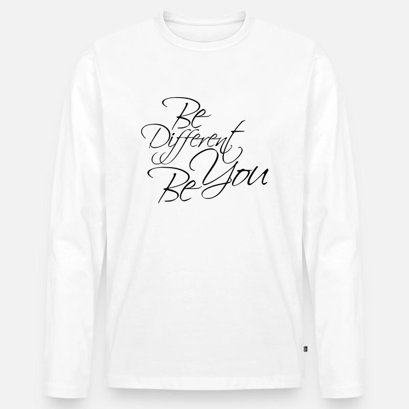 Be Different Be You Design - Männer Premium Bio Langarmshirt - Weiß