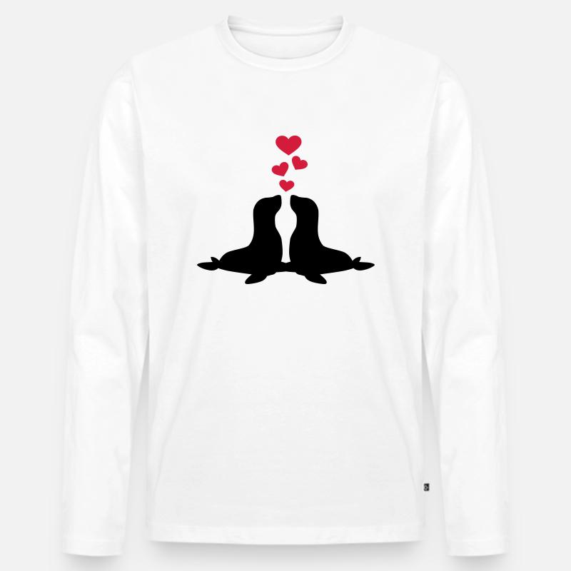 Robbe - Männer Premium Bio Langarmshirt - Weiß
