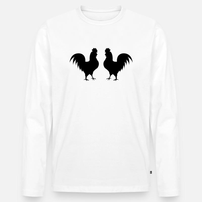 huehner - Männer Premium Bio Langarmshirt - Weiß