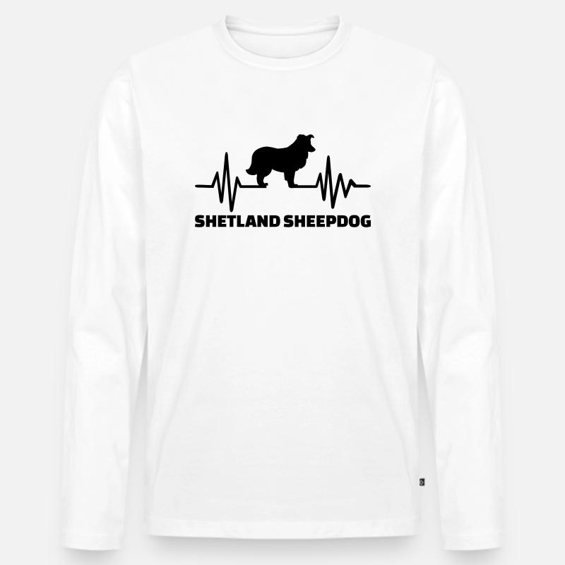 Shetland Sheepdog - Männer Premium Bio Langarmshirt - Weiß