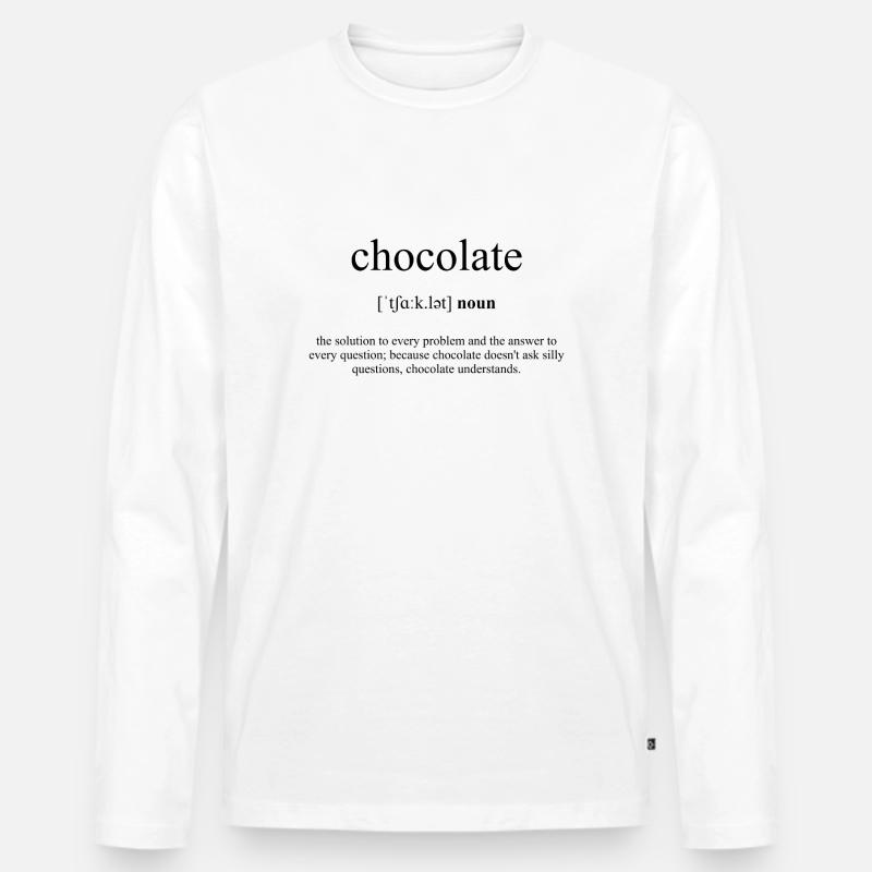 Chocolate (Schokolade) Definition Dictionary - Männer Premium Bio Langarmshirt - Weiß