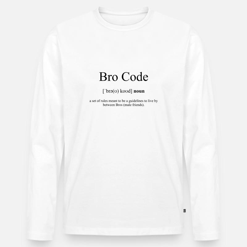 Bro Code (Bruder-Kodex) Definition Dictionary - Männer Premium Bio Langarmshirt - Weiß