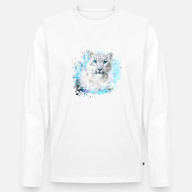 schneeleopard,katze,leopard,graffiti,weiß,wildkatz - Männer Premium Bio Langarmshirt - Weiß