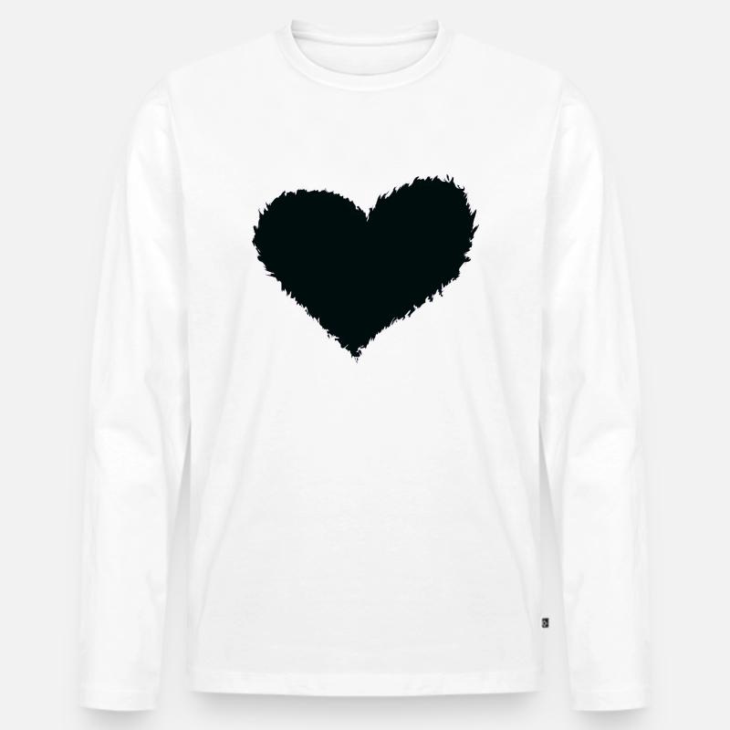 Herz brennend schwarz - Männer Premium Bio Langarmshirt - Weiß