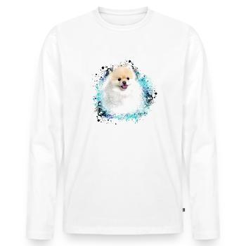 pomerian, pointed ,malteser,dog, graffiti,painting - Men's Premium Organic Long Sleeve Shirt - white - Front - Nico (187cm)