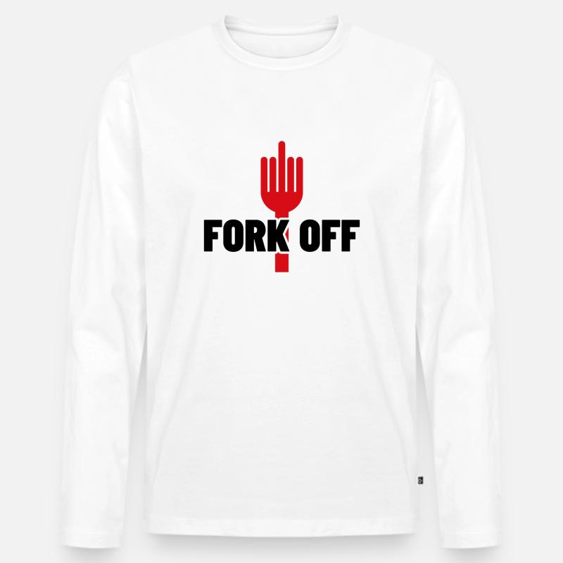 FORK AUS - Männer Premium Bio Langarmshirt - Weiß