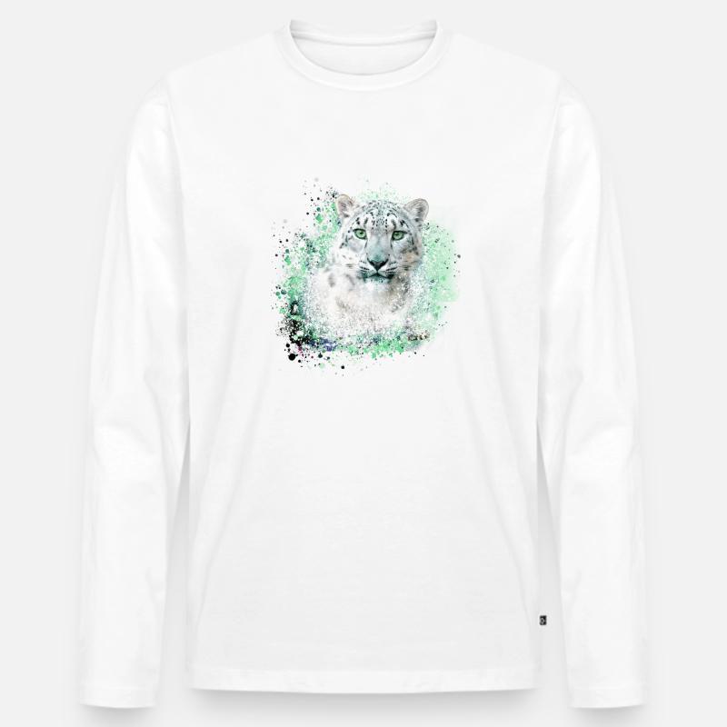 schneeleopard,katze,leopard,graffiti,wildkatze - Männer Premium Bio Langarmshirt - Weiß