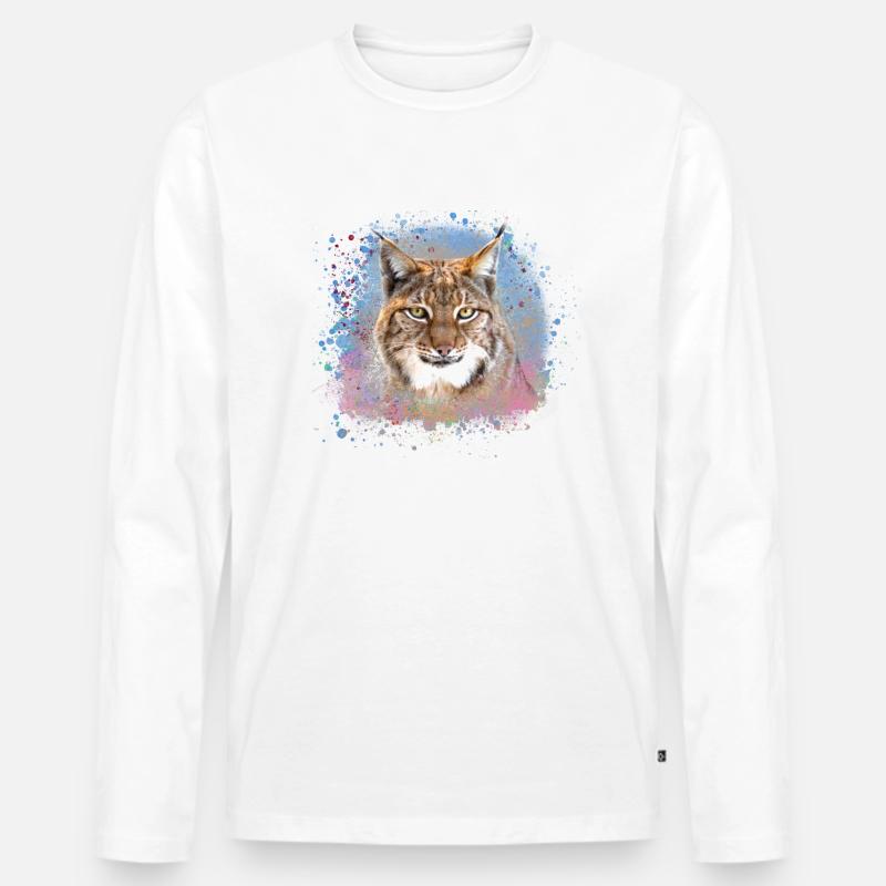 wildkatze,luchs,rosa,graffiti,malerei,katze - Männer Premium Bio Langarmshirt - Weiß