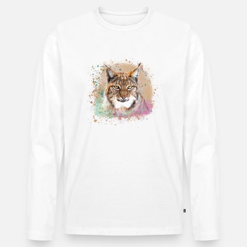 wildkatze,luchs,beige,graffiti,malerei,katze - Männer Premium Bio Langarmshirt - Weiß